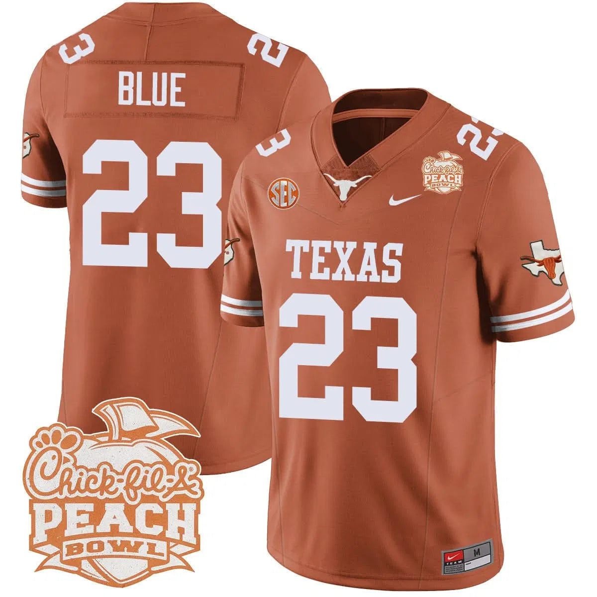Personalized TL 2026 Peach Bowl Jersey - Jaydon Blue / Orange Stitched