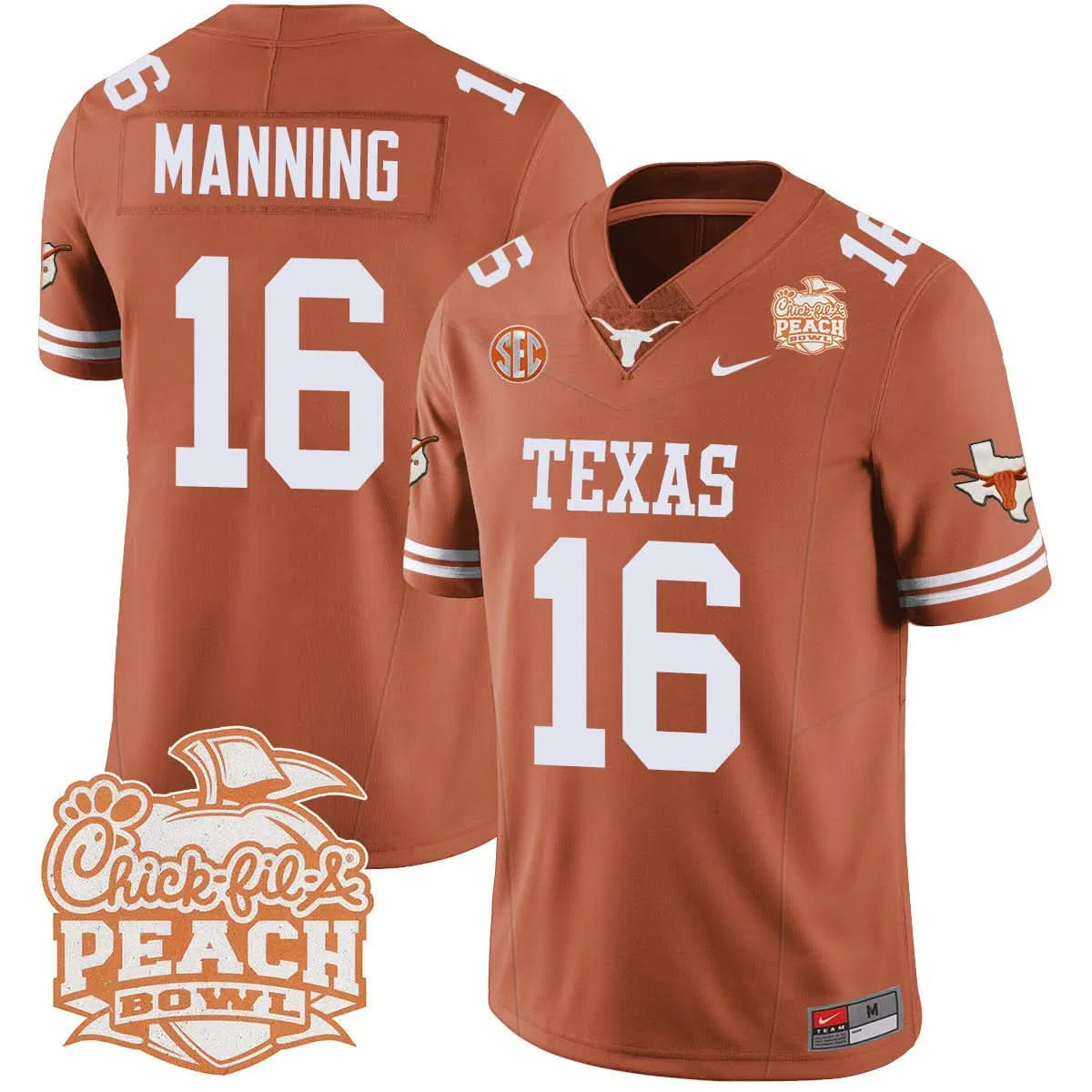 Personalized TL 2026 Peach Bowl Jersey - Arch Manning / Orange Stitched