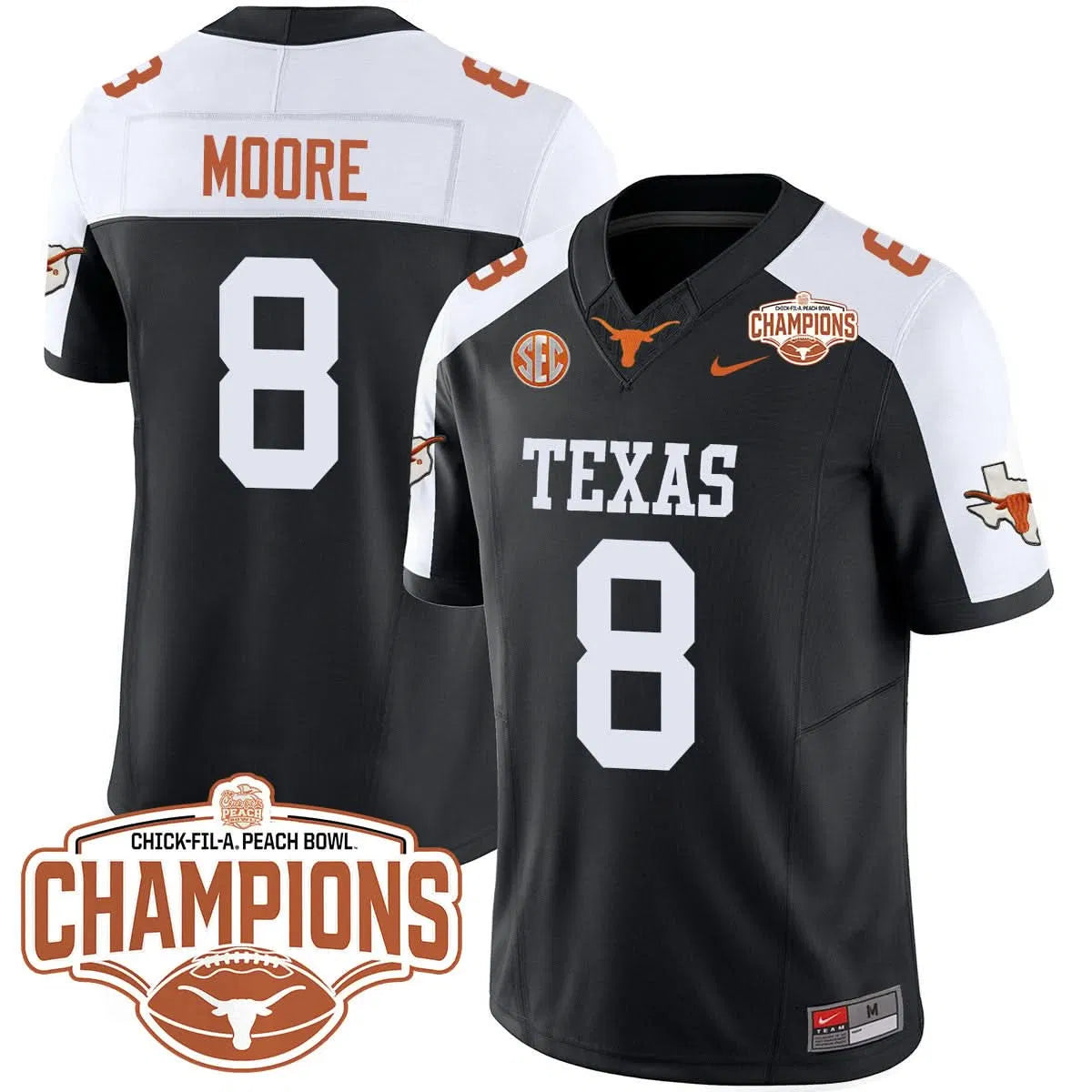 Personalized TL 2026 Peach Bowl Champions Jersey - Trey Moore - 8 / Black Alternate Stitched