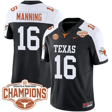 Personalized TL 2026 Peach Bowl Champions Jersey - Arch Manning - 16 / Black Alternate Stitched