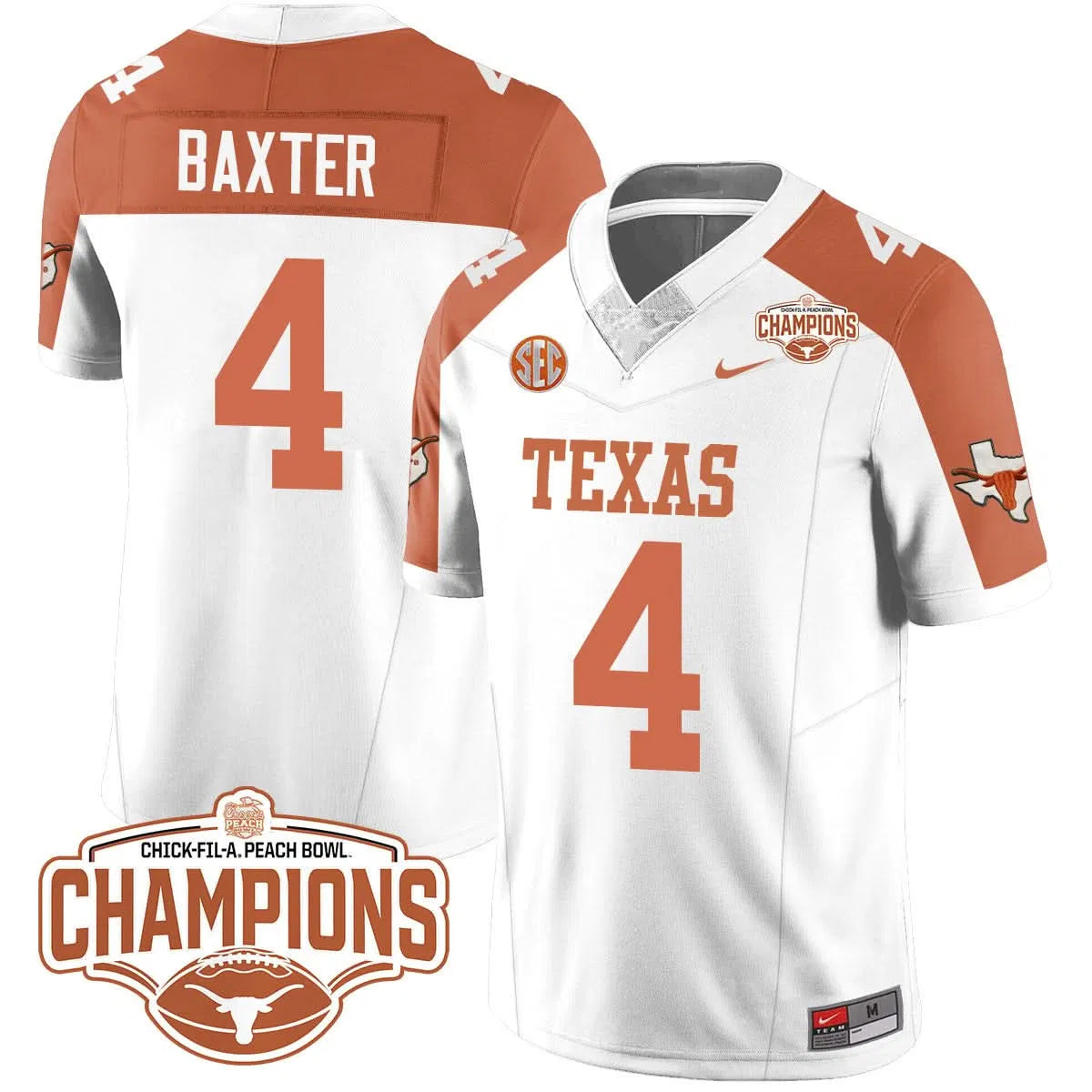 Personalized TL 2026 Peach Bowl Champions Jersey - CJ Baxter - 4 / Inverted Stitched