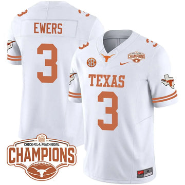 Personalized TL 2026 Peach Bowl Champions Jersey - Quinn Ewers - 3 / White Stitched
