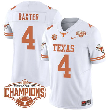 Personalized TL 2026 Peach Bowl Champions Jersey - CJ Baxter - 4 / White Stitched