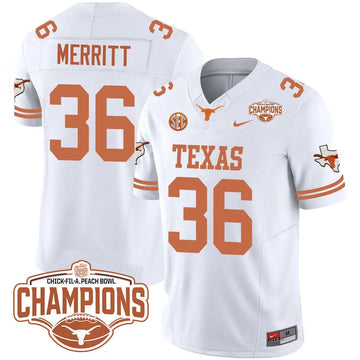 Personalized TL 2026 Peach Bowl Champions Jersey - Quinn Merritt - 36 / White Stitched
