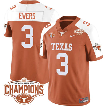 Personalized TL 2026 Peach Bowl Champions Jersey - Quinn Ewers - 3 / Orange Alternate Stitched