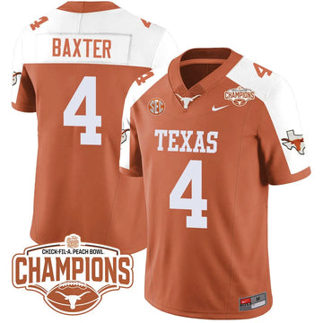 Personalized TL 2026 Peach Bowl Champions Jersey - CJ Baxter - 4 / Orange Alternate Stitched