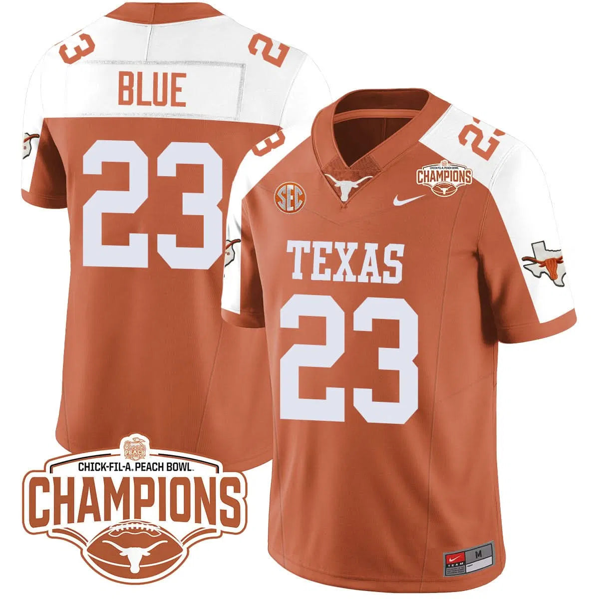 Personalized TL 2026 Peach Bowl Champions Jersey - Jaydon Blue - 23 / Orange Alternate Stitched