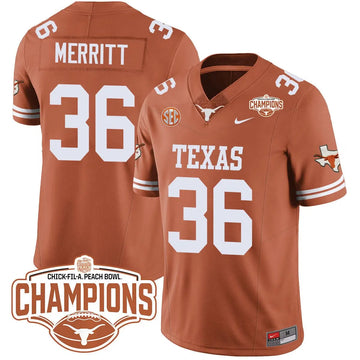 Personalized TL 2026 Peach Bowl Champions Jersey - Quinn Merritt - 36 / Orange Stitched