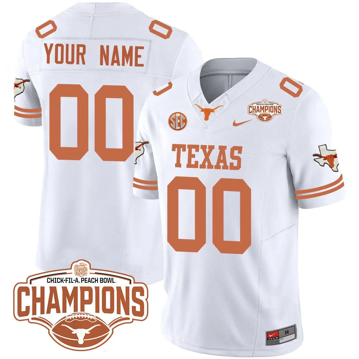 Personalized Custom TL 2026 Peach Bowl Champions Jersey - White Stitched