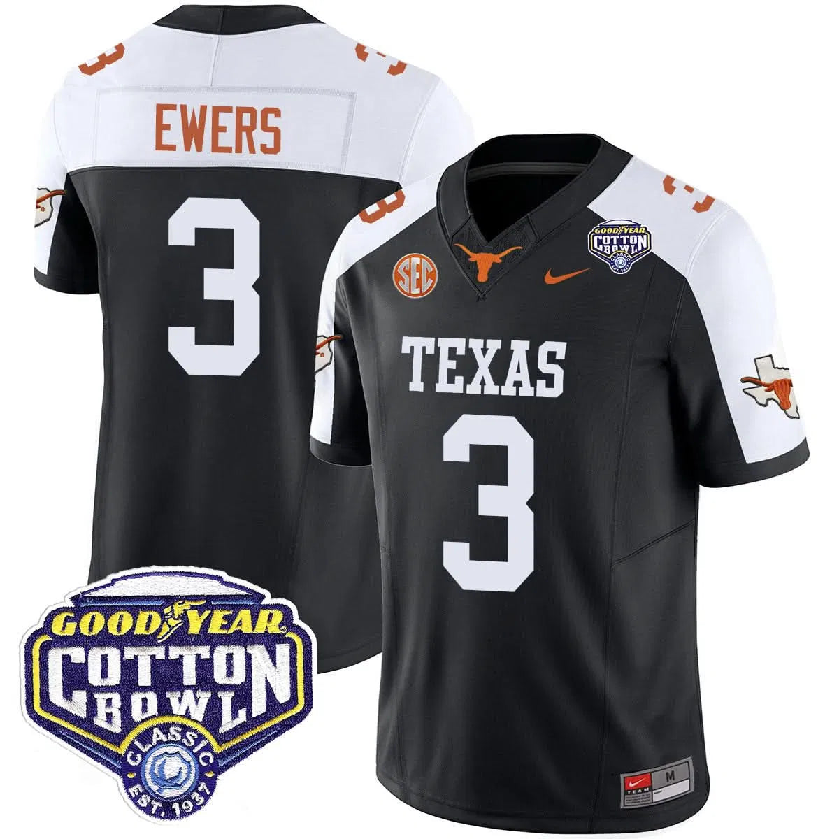 Personalized TL 2026 Cotton Bowl Classic Jersey - Quinn Ewers / Black Alternate Stitched