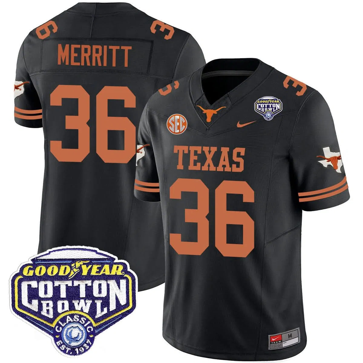 Personalized TL 2026 Cotton Bowl Classic Jersey - Quinn Merritt / Black Stitched