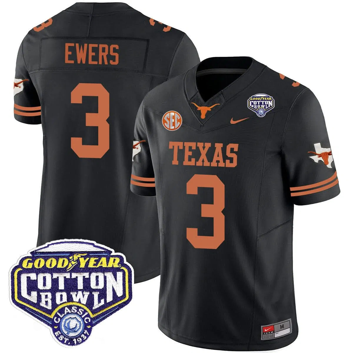 Personalized TL 2026 Cotton Bowl Classic Jersey - Quinn Ewers / Black Stitched