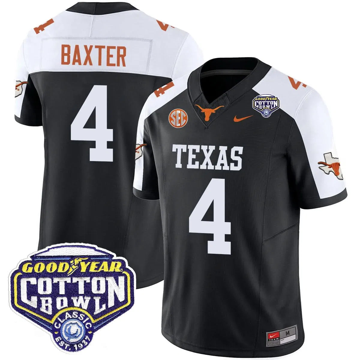 Personalized TL 2026 Cotton Bowl Classic Jersey - CJ Baxter / Black Alternate Stitched