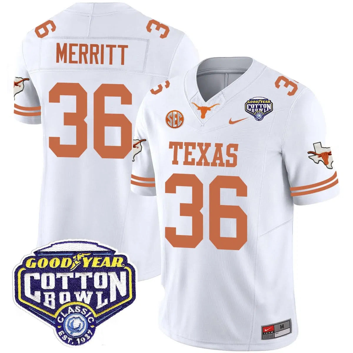 Personalized TL 2026 Cotton Bowl Classic Jersey - Quinn Merritt / White Stitched