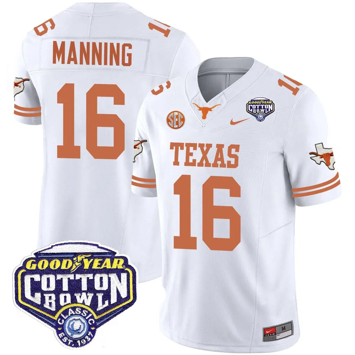 Personalized TL 2026 Cotton Bowl Classic Jersey - Arch Manning / White Stitched