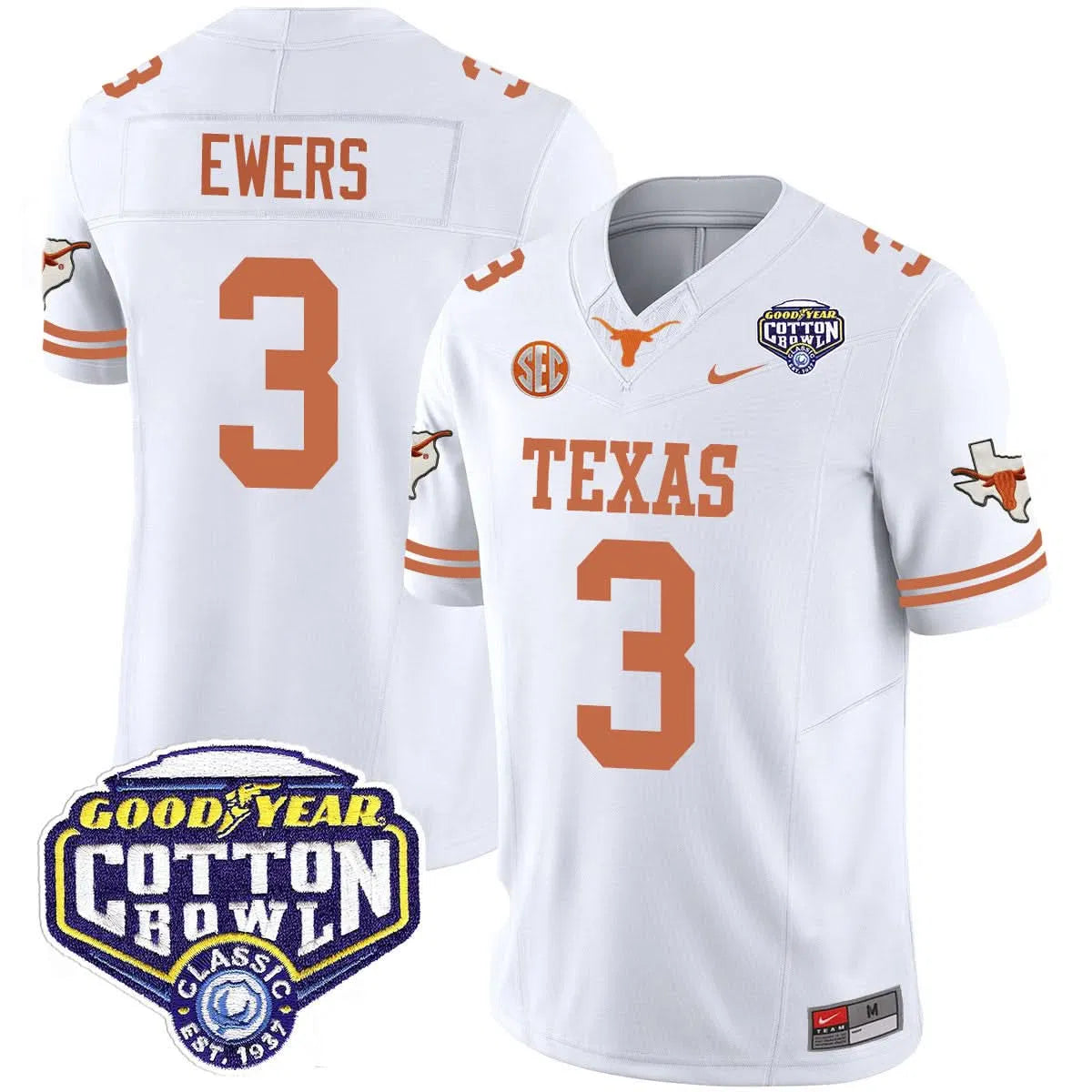 Personalized TL 2026 Cotton Bowl Classic Jersey - Quinn Ewers / White Stitched
