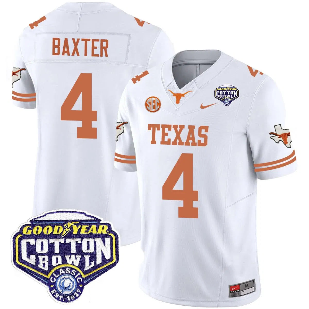 Personalized TL 2026 Cotton Bowl Classic Jersey - CJ Baxter / White Stitched