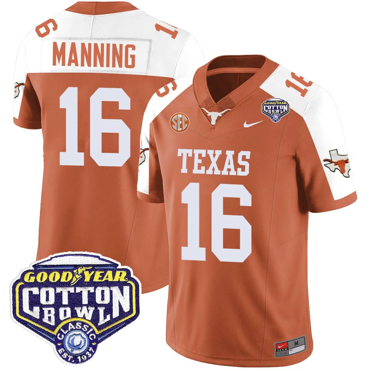 Personalized TL 2026 Cotton Bowl Classic Jersey - Arch Manning / Orange Alternate Stitched