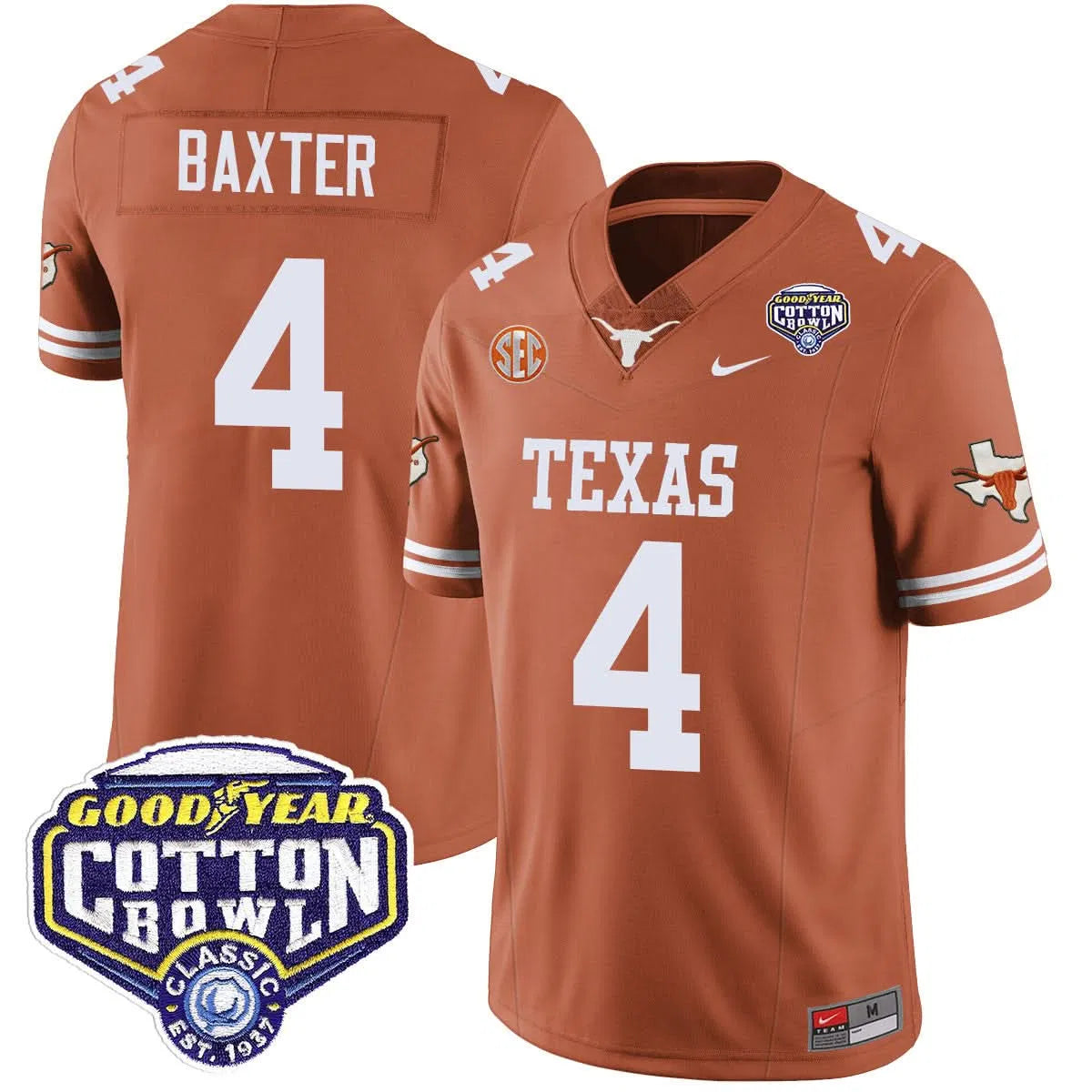 Personalized TL 2026 Cotton Bowl Classic Jersey - CJ Baxter / Orange Stitched