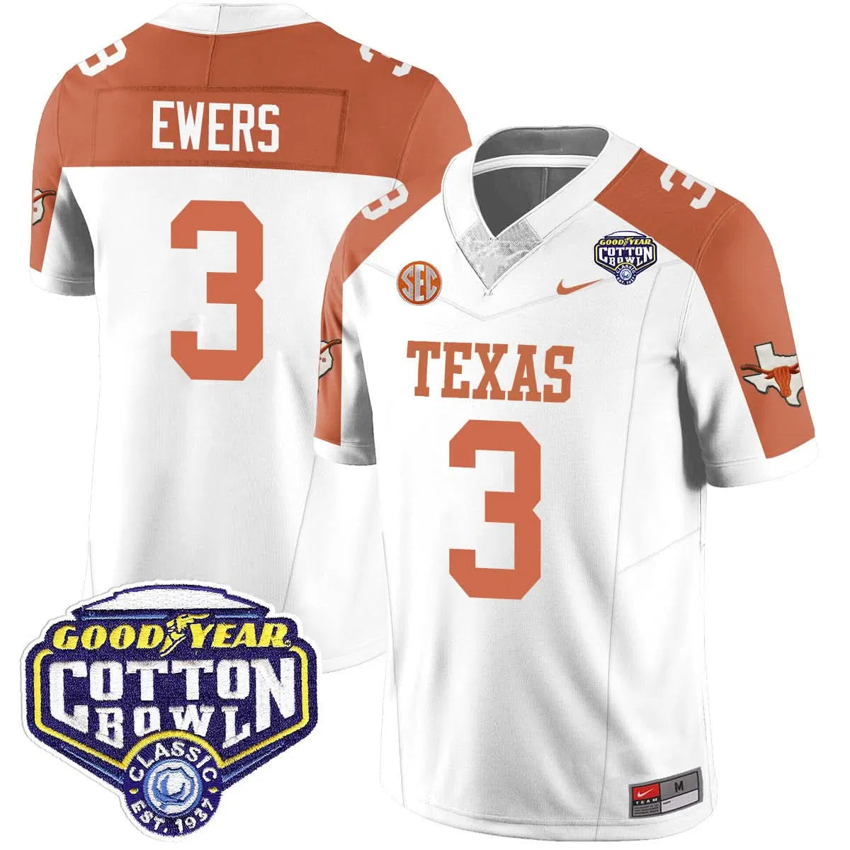 Personalized TL 2026 Cotton Bowl Classic Jersey - Quinn Ewers / Inverted Stitched