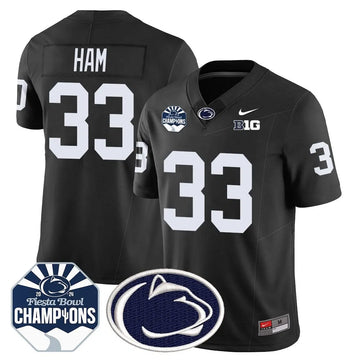 Personalized PSU 2026 Fiesta Bowl Champions Jersey - Black / Jack Ham Stitched