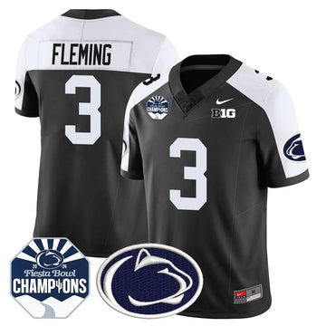 Personalized PSU 2026 Fiesta Bowl Champions Jersey - Black Alternate / Julian Fleming Stitched