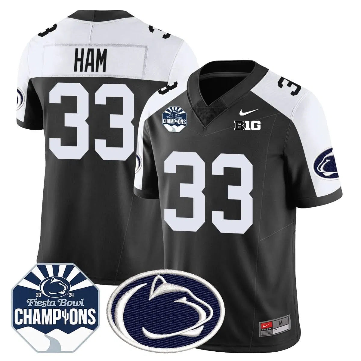 Personalized PSU 2026 Fiesta Bowl Champions Jersey - Black Alternate / Jack Ham Stitched
