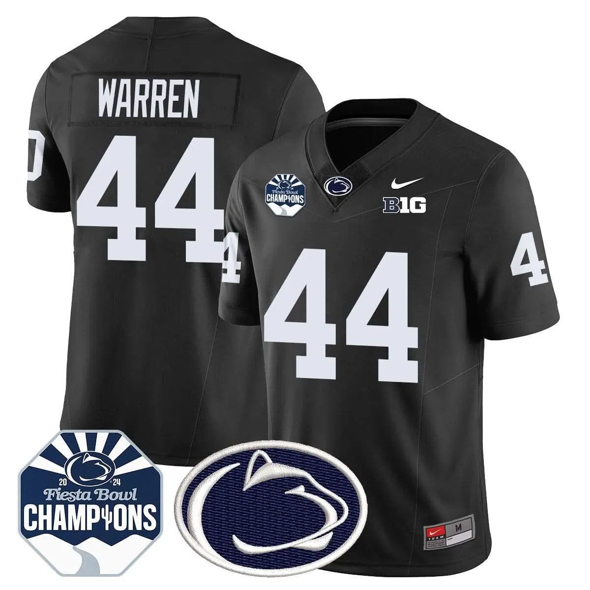 Personalized PSU 2026 Fiesta Bowl Champions Jersey - Black / Tyler Warren Stitched