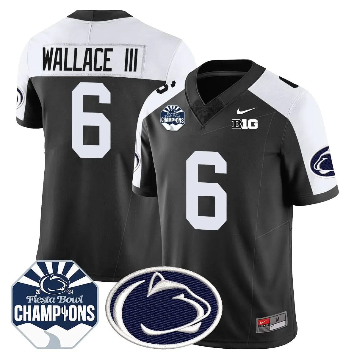 Personalized PSU 2026 Fiesta Bowl Champions Jersey - Black Alternate / Harrison Wallace III Stitched
