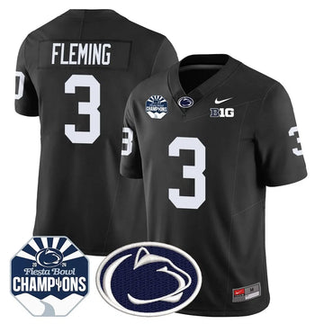 Personalized PSU 2026 Fiesta Bowl Champions Jersey - Black / Julian Fleming Stitched