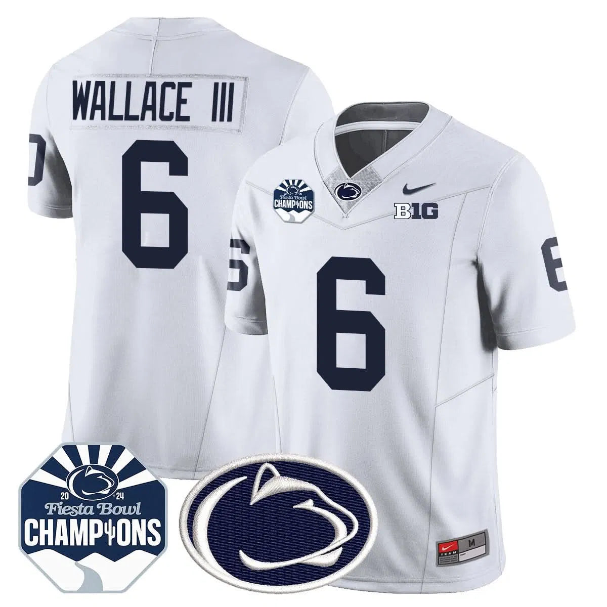 Personalized PSU 2026 Fiesta Bowl Champions Jersey - White / Harrison Wallace III Stitched