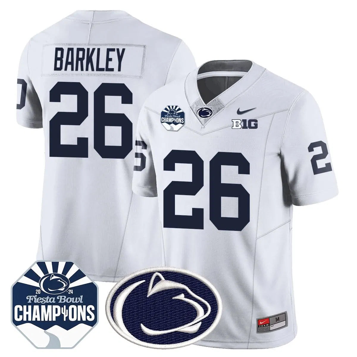 Personalized PSU 2026 Fiesta Bowl Champions Jersey - White / Saquon Barkley Stitched