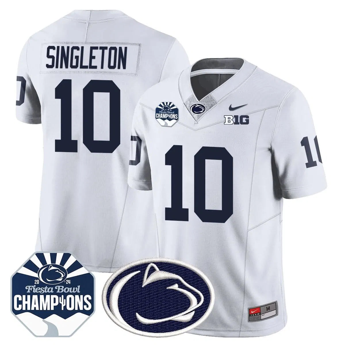 Personalized PSU 2026 Fiesta Bowl Champions Jersey - White / Nicholas Singleton Stitched