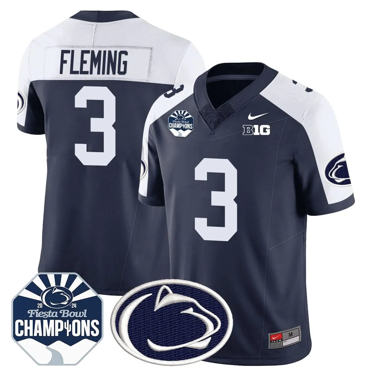 Personalized PSU 2026 Fiesta Bowl Champions Jersey - Navy Alternate / Julian Fleming Stitched