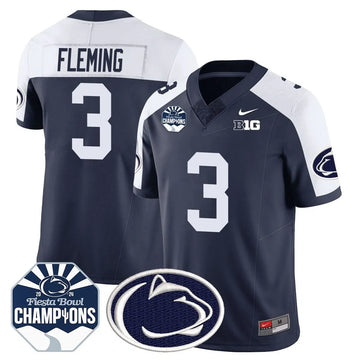 Personalized PSU 2026 Fiesta Bowl Champions Jersey - Navy Alternate / Julian Fleming Stitched