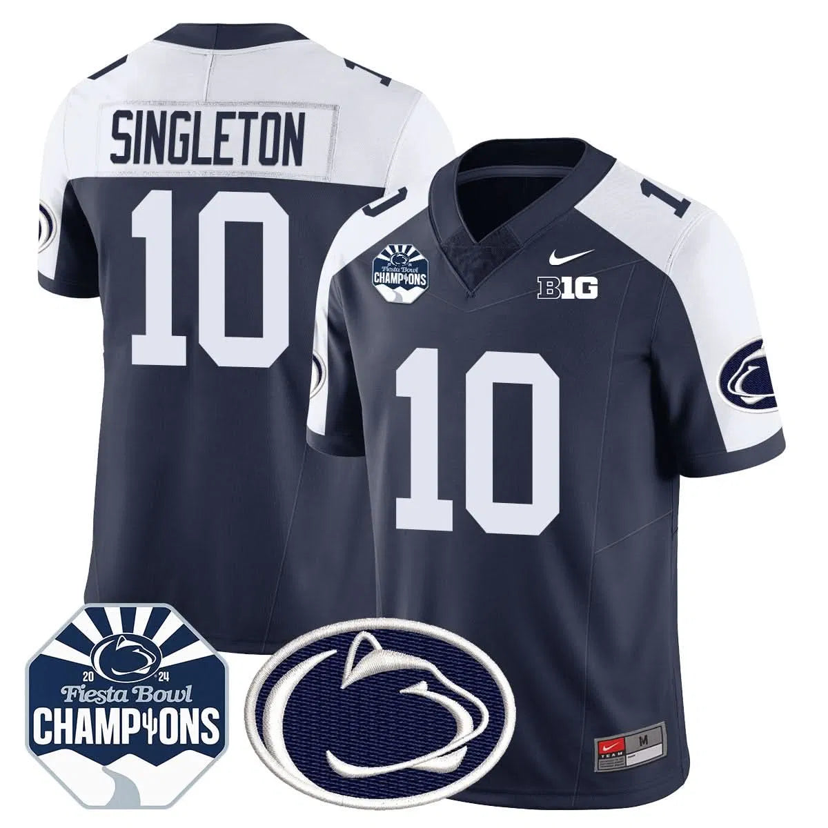 Personalized PSU 2026 Fiesta Bowl Champions Jersey - Navy Alternate / Nicholas Singleton Stitched