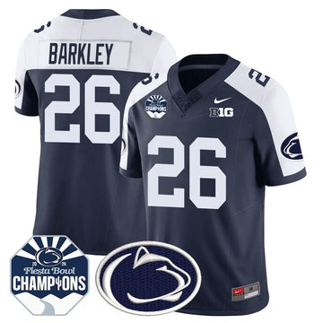 Personalized PSU 2026 Fiesta Bowl Champions Jersey - Navy Alternate / Saquon Barkley Stitched