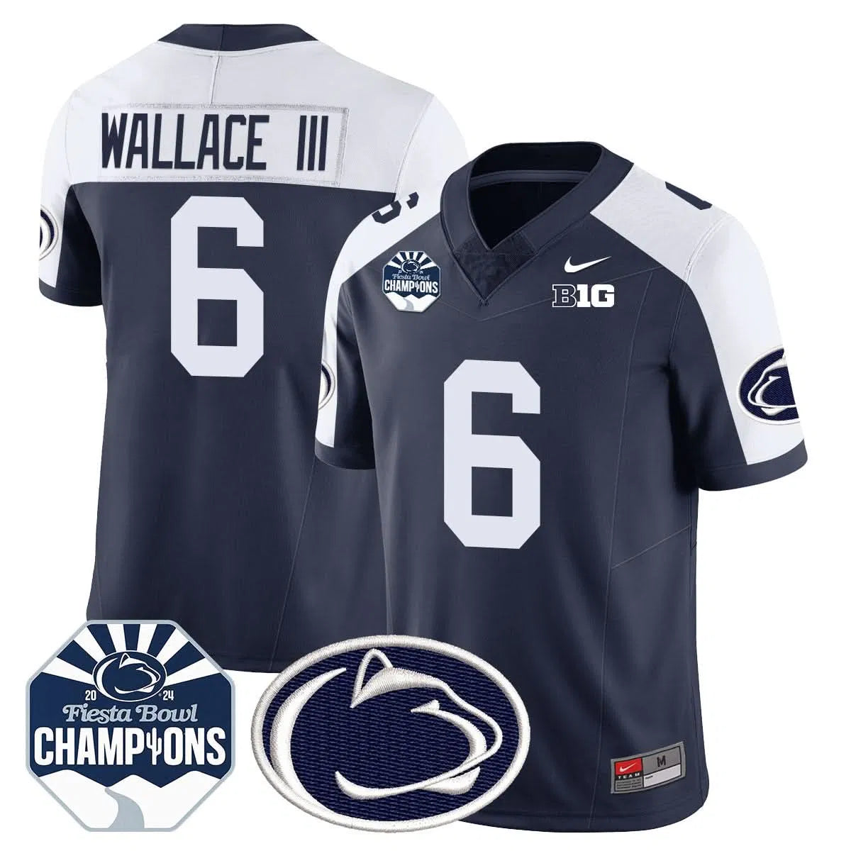 Personalized PSU 2026 Fiesta Bowl Champions Jersey - Navy Alternate / Harrison Wallace III Stitched