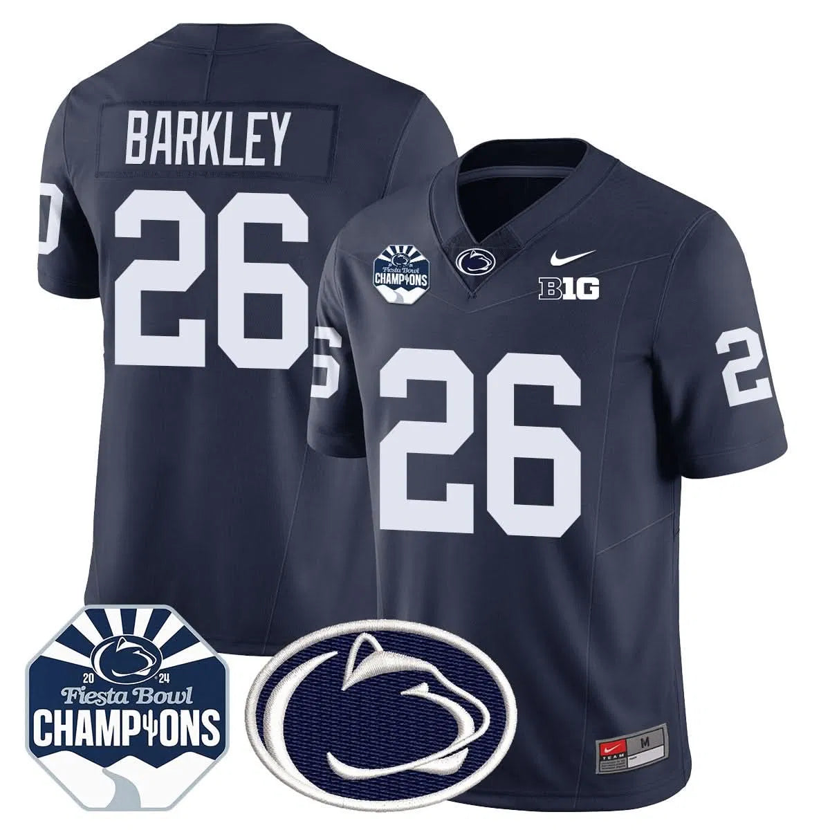 Personalized PSU 2026 Fiesta Bowl Champions Jersey - Navy / Saquon Barkley Stitched