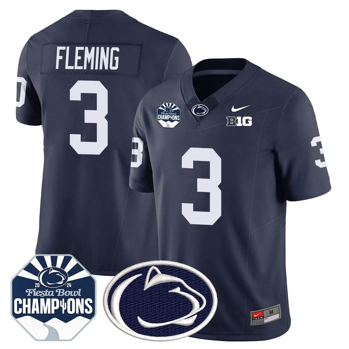 Personalized PSU 2026 Fiesta Bowl Champions Jersey - Navy / Julian Fleming Stitched