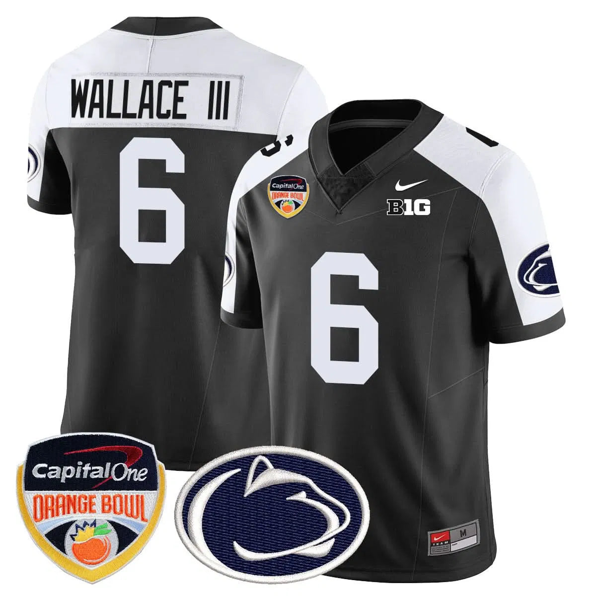 Personalized PSU 2026 Orange Bowl Jersey - Black Alternate / Harrison Wallace III Stitched