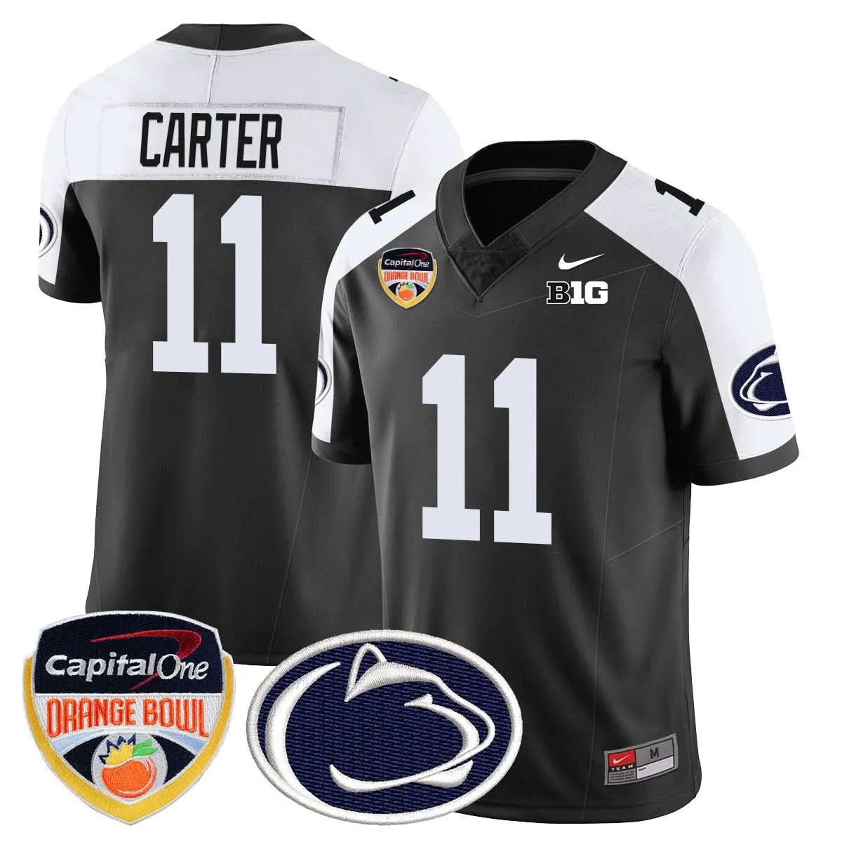 Personalized PSU 2026 Orange Bowl Jersey - Black Alternate / Abdul Carter Stitched