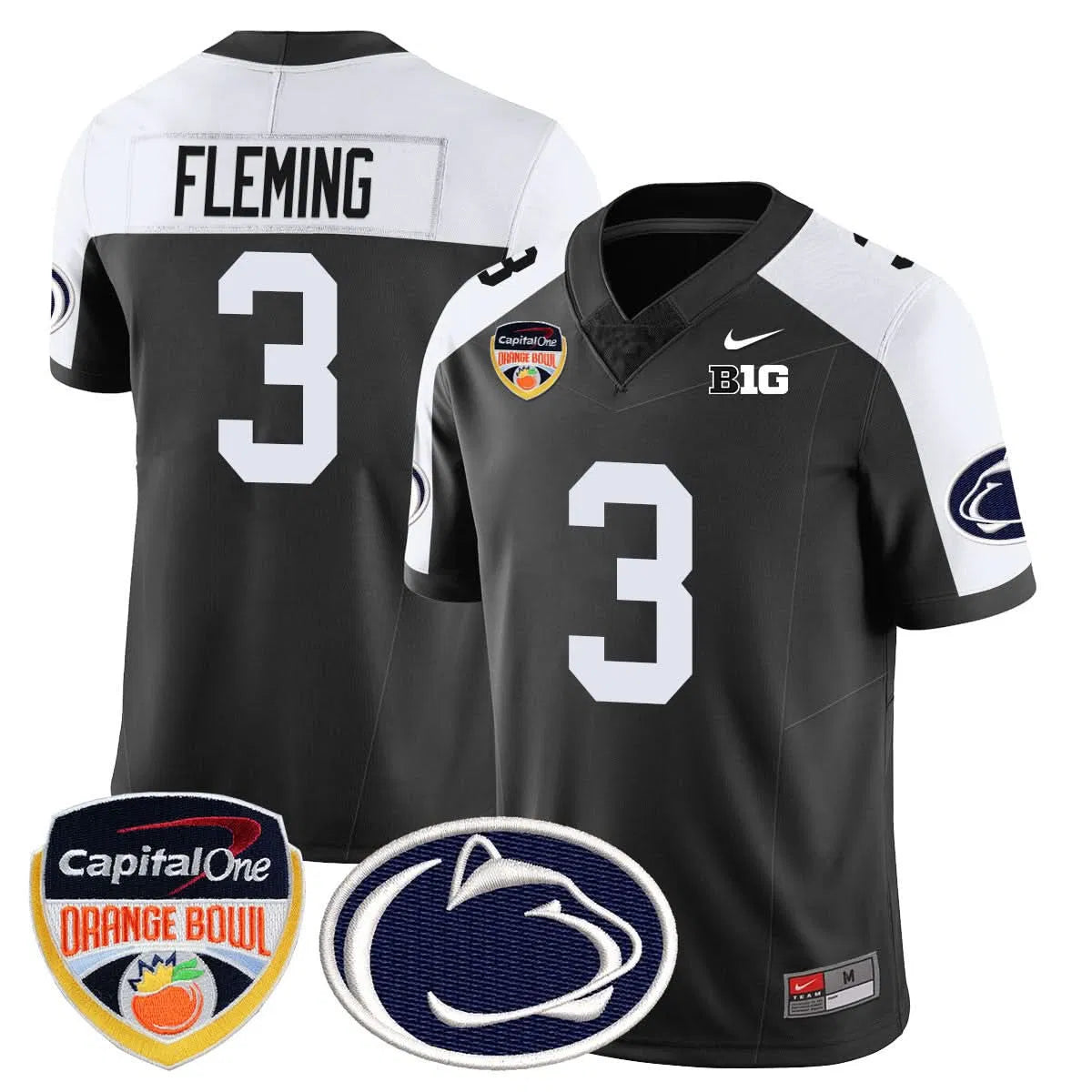 Personalized PSU 2026 Orange Bowl Jersey - Black Alternate / Julian Fleming Stitched