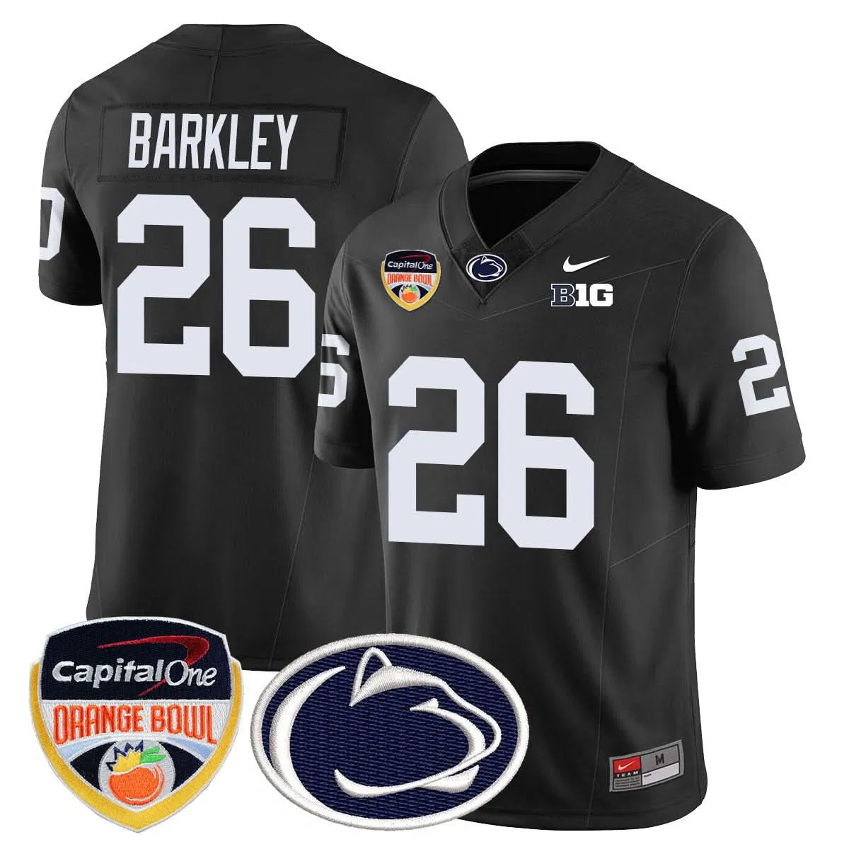 Personalized PSU 2026 Orange Bowl Jersey - Black / Saquon Barkley Stitched