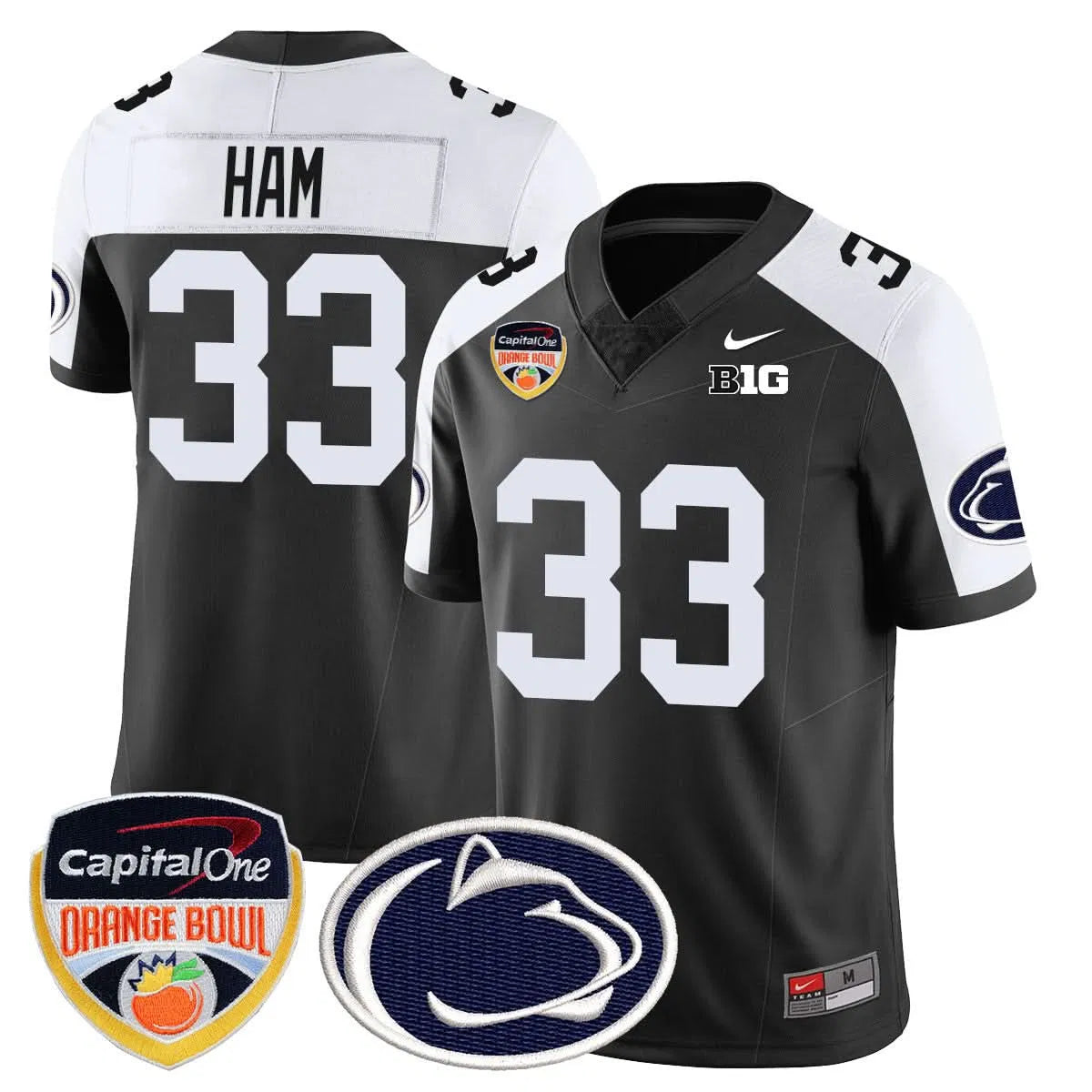 Personalized PSU 2026 Orange Bowl Jersey - Black Alternate / Jack Ham Stitched