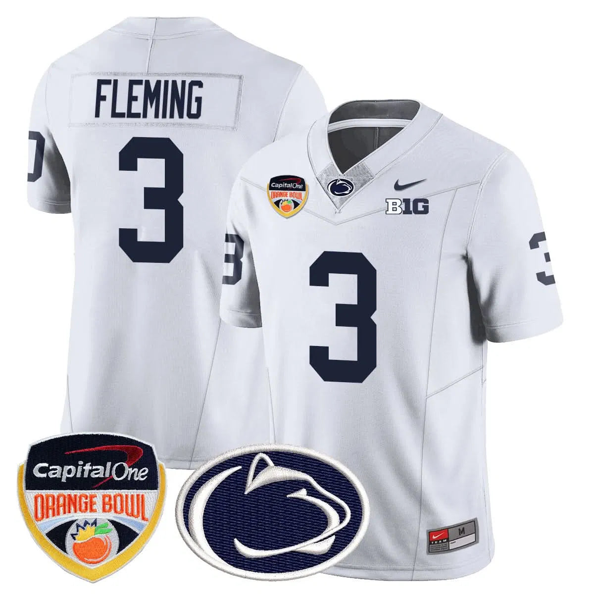 Personalized PSU 2026 Orange Bowl Jersey - White / Julian Fleming Stitched