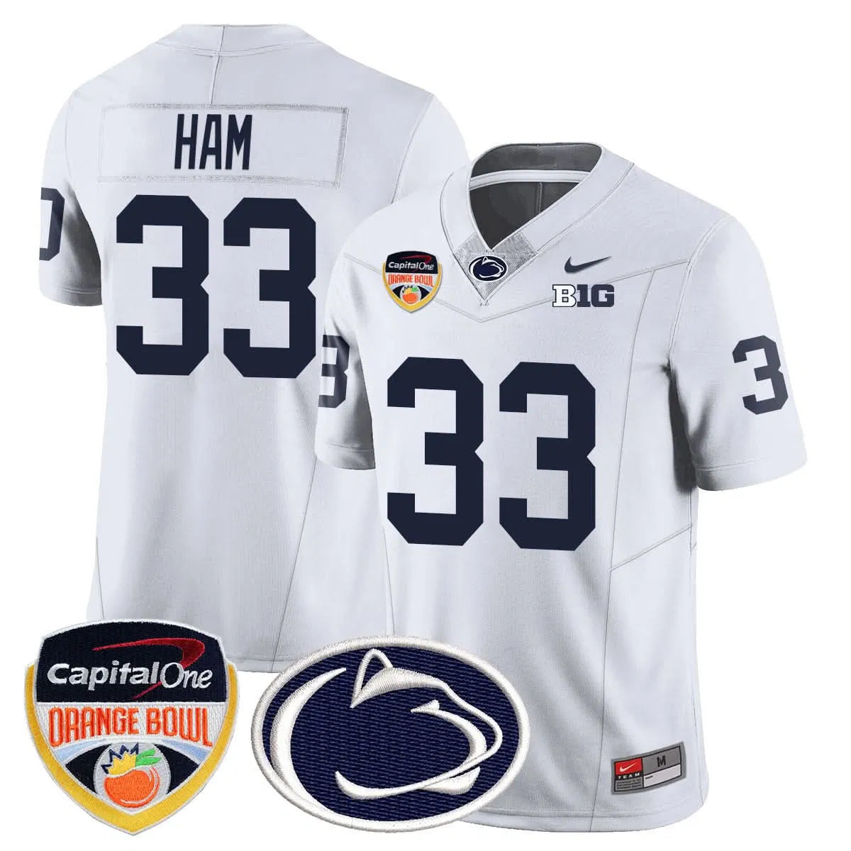 Personalized PSU 2026 Orange Bowl Jersey - White / Jack Ham Stitched