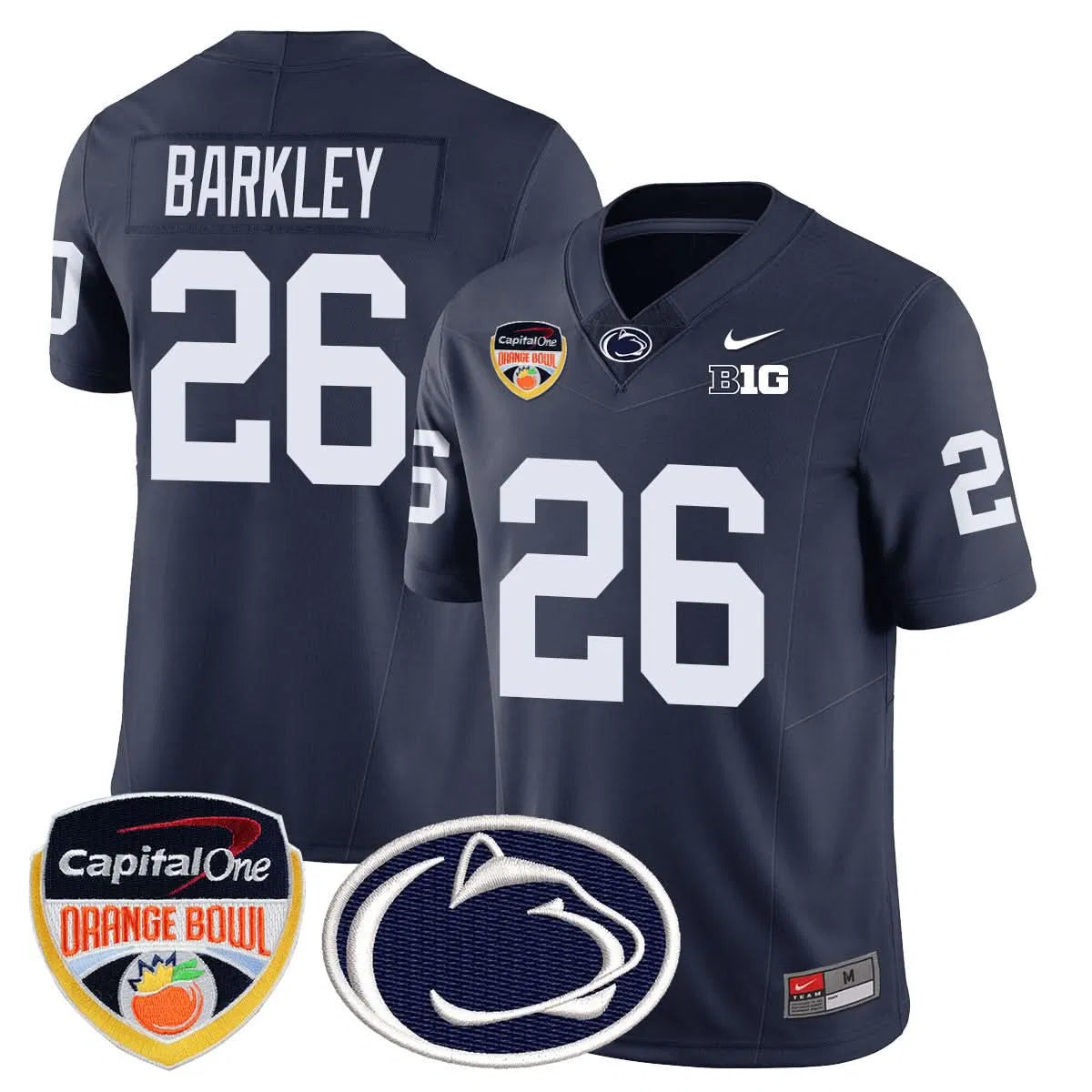 Personalized PSU 2026 Orange Bowl Jersey - Navy / Saquon Barkley Stitched