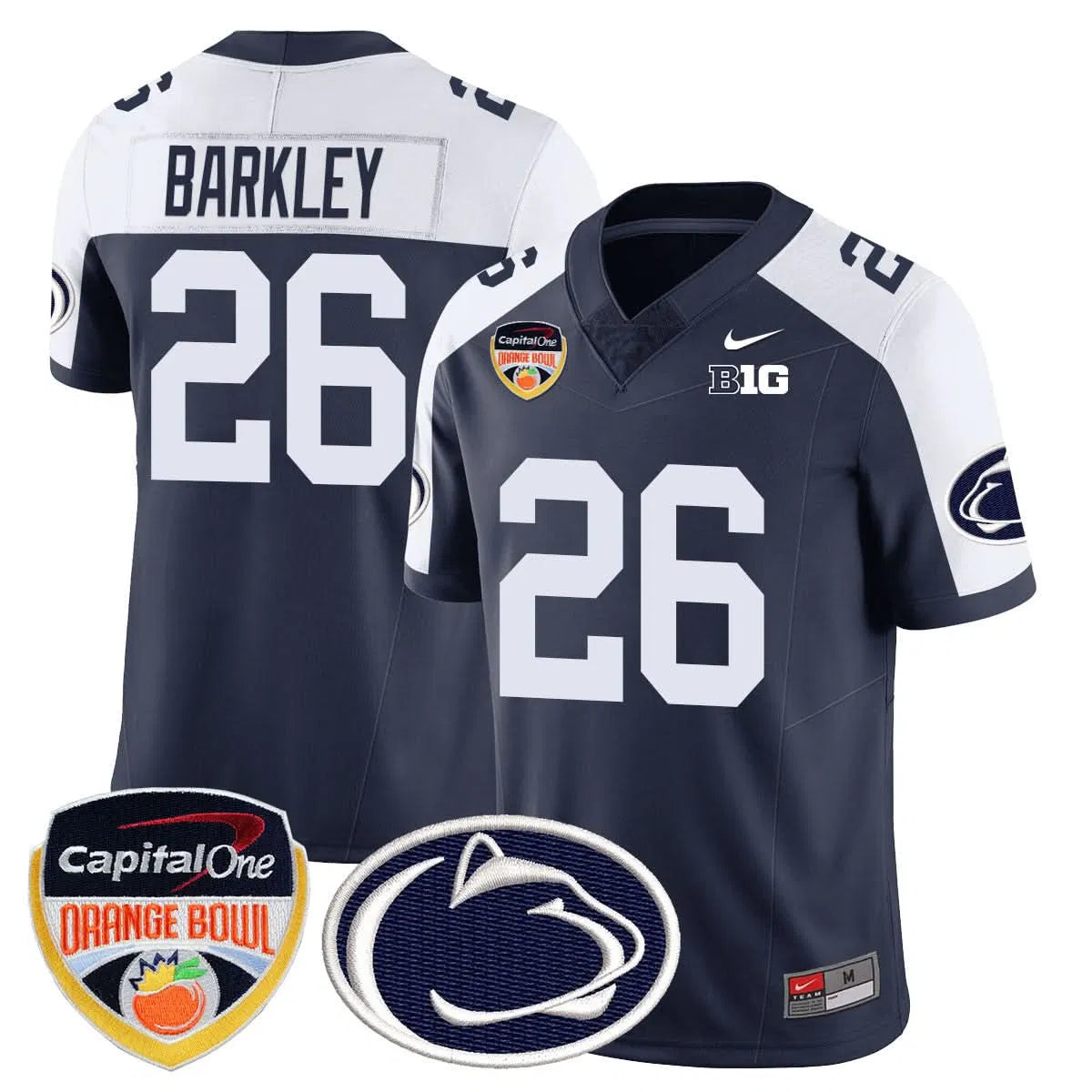 Personalized PSU 2026 Orange Bowl Jersey - Navy Alternate / Saquon Barkley Stitched