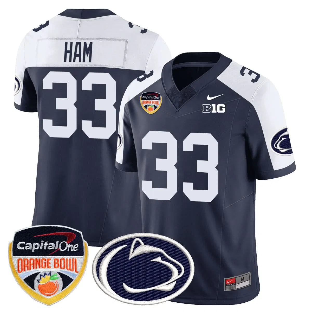 Personalized PSU 2026 Orange Bowl Jersey - Navy Alternate / Jack Ham Stitched